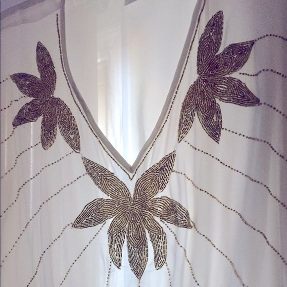 Flowy 🌼 gold bead RARE UNIQ blouse - Picture 4 of 7